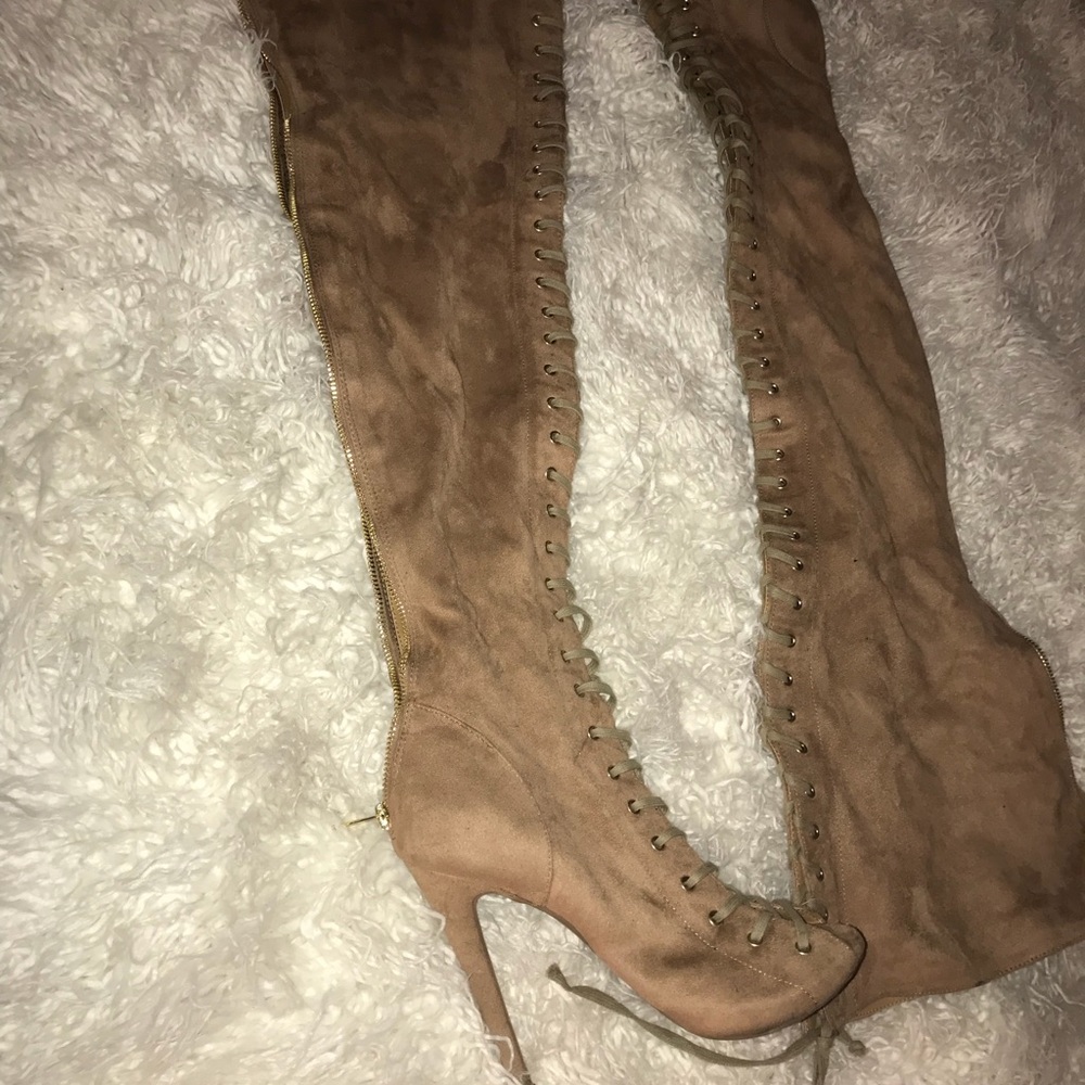 Ziti soho thigh high back zip lace up booties - Picture 4 of 4